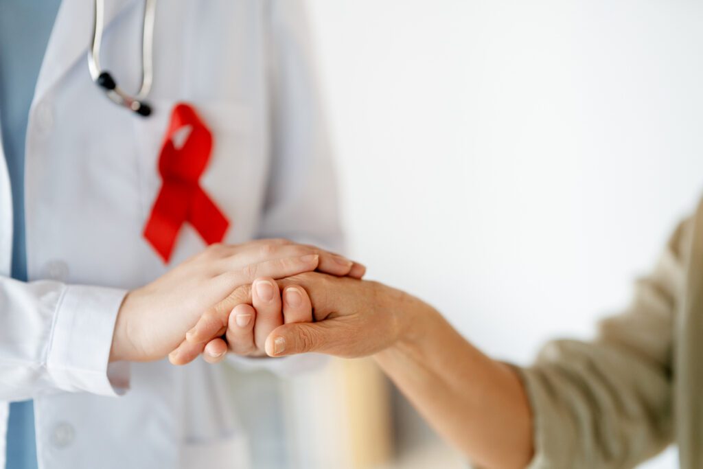 patient with a doctor in medical office